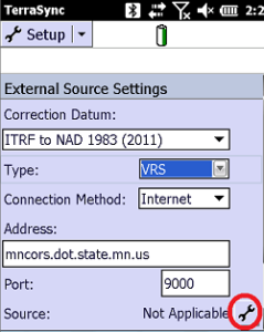 Real-time correction settings for service provided by the State of MN